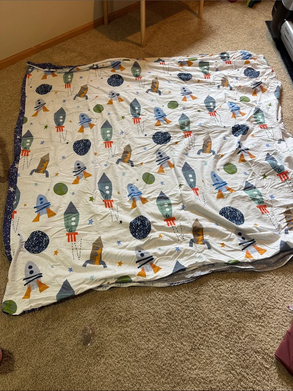 The Company Store Kids Space-Themed Reversible Full/Queen Duvet Cover with Shams